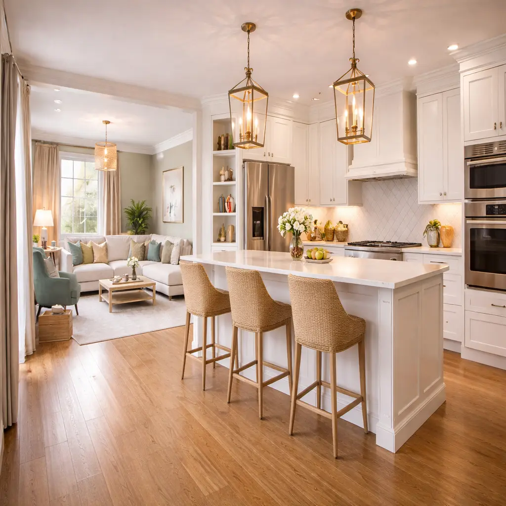Modern kitchen and living space painting