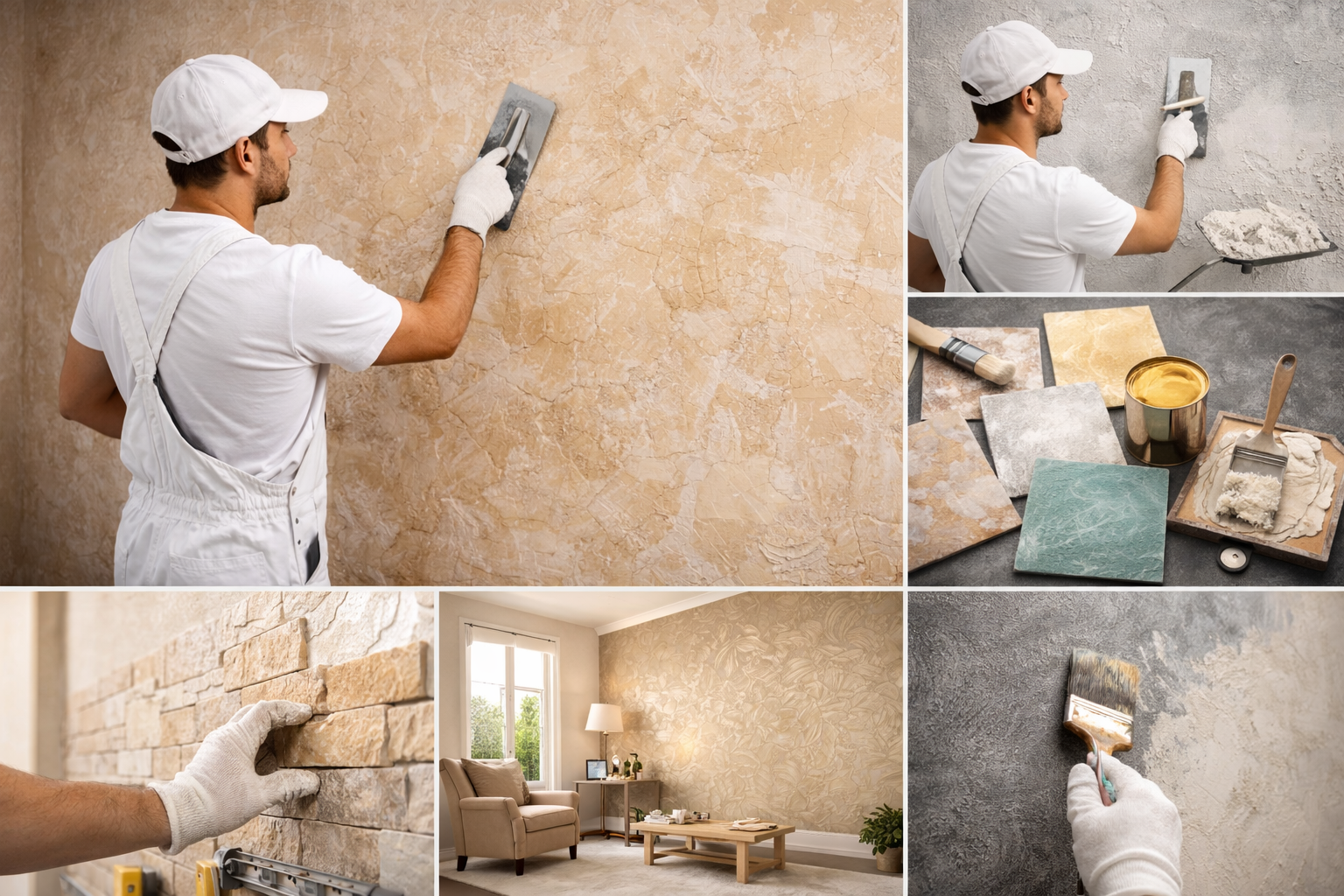 Skilled painter creating decorative finishes
